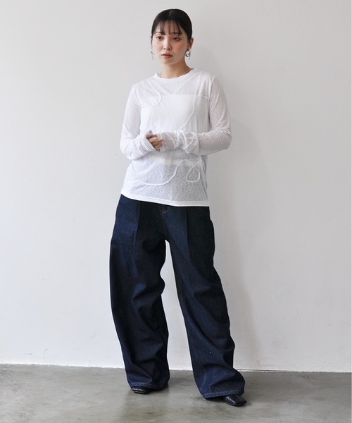 Meli rich（メリーリッチ）の「スラブカットコード刺繍プルオーバー（Tシャツ/カットソー・レディース・ブラック/グレー/オフホワイト/イエロー・FREE）」の11枚目の写真