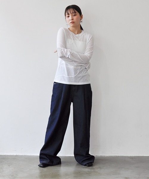 Meli rich（メリーリッチ）の「スラブカットコード刺繍プルオーバー（Tシャツ/カットソー・レディース・ブラック/グレー/オフホワイト/イエロー・FREE）」の12枚目の写真