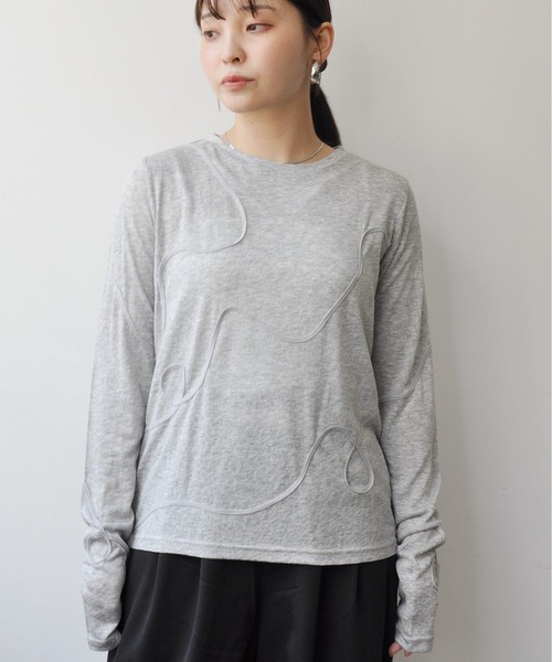 Meli rich（メリーリッチ）の「スラブカットコード刺繍プルオーバー（Tシャツ/カットソー・レディース・ブラック/グレー/オフホワイト/イエロー・FREE）」の15枚目の写真