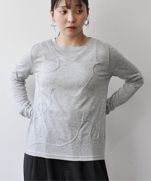 Meli rich（メリーリッチ）の「スラブカットコード刺繍プルオーバー（Tシャツ/カットソー・レディース・ブラック/グレー/オフホワイト/イエロー・FREE）」の19枚目の写真