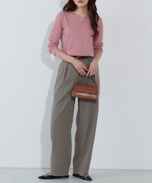 Pierrot（ピエロ）の「タックカーブパンツ（スラックス・レディース・グレイッシュベージュ/ブラック/オフホワイト/チャコール/ネイビー/ブルー/グレー系その他/グレー系その他2・PM/PS/TL/TM/L/M/S）」の16枚目の写真