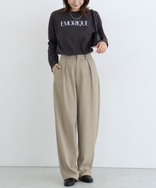 Pierrot（ピエロ）の「タックカーブパンツ（スラックス・レディース・グレイッシュベージュ/ブラック/オフホワイト/チャコール/ネイビー/ブルー/グレー系その他/グレー系その他2・PM/PS/TL/TM/L/M/S）」の19枚目の写真