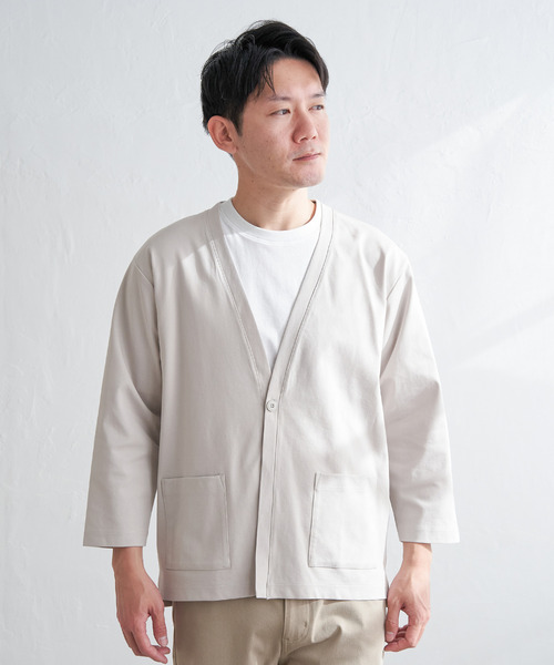 ikka(イッカ)の「【接触冷感/抗菌防臭】GOKU楽セイケツ8分袖カーディガン(カーディガン/ボレロ・メンズ・グリーン/ネイビー/ライトグレー・M/L/XL/S)」の13枚目の写真