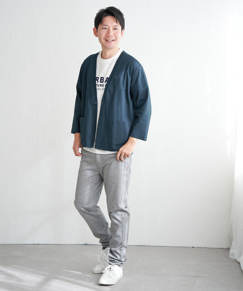 ikka(イッカ)の「【接触冷感/抗菌防臭】GOKU楽セイケツ8分袖カーディガン(カーディガン/ボレロ・メンズ・グリーン/ネイビー/ライトグレー・M/L/XL/S)」の9枚目の写真