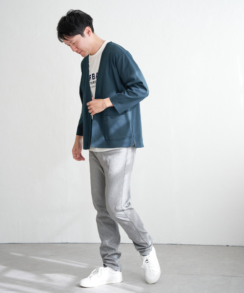 ikka(イッカ)の「【接触冷感/抗菌防臭】GOKU楽セイケツ8分袖カーディガン(カーディガン/ボレロ・メンズ・グリーン/ネイビー/ライトグレー・M/L/XL/S)」の10枚目の写真
