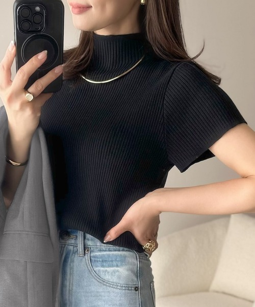 セール】洗練された大人カジュアル。プチハイネックサマーリブニット