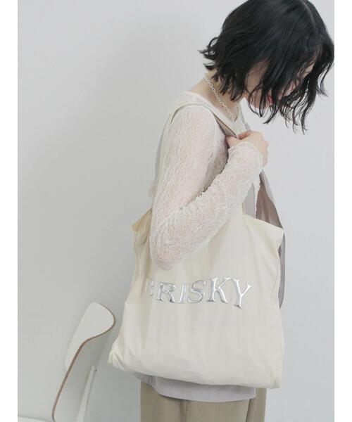 Samansa Mos2 blue（サマンサモスモスブルー）の「メタルプリントトート（ハンドバッグ・レディース・ブルー/シルバー/オフホワイト/グレー・F）」の6枚目の写真