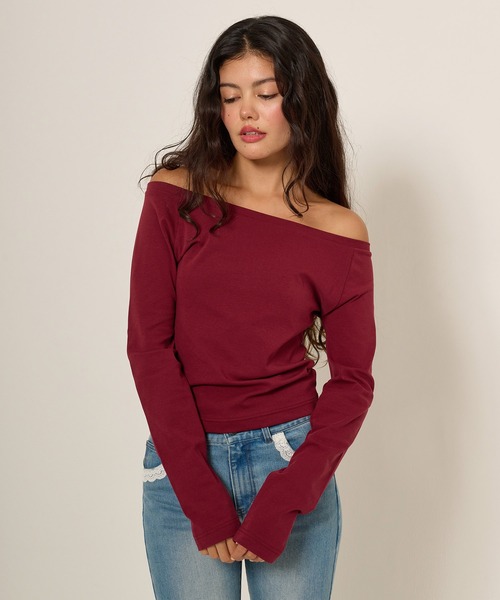 TINA:JOJUN(ティーナジョジュン)の「刺繍入り ボートネックカットソー TINA:JOJUN(Tシャツ/カットソー・レディース・ホワイト/カーキ/ボルドー/ピンクベージュ/ブラック・M)」の5枚目の写真