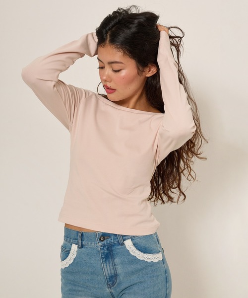 TINA:JOJUN(ティーナジョジュン)の「刺繍入り ボートネックカットソー TINA:JOJUN(Tシャツ/カットソー・レディース・ホワイト/カーキ/ボルドー/ピンクベージュ/ブラック・M)」の9枚目の写真