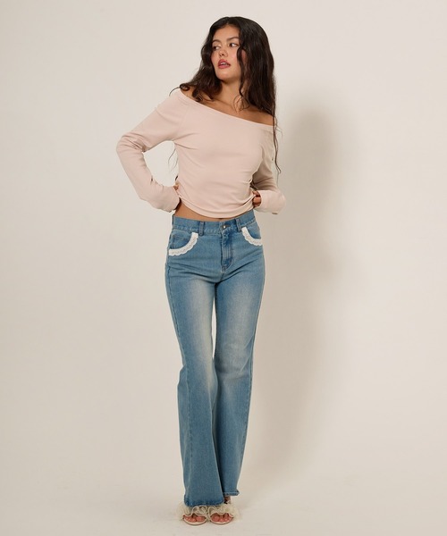 TINA:JOJUN(ティーナジョジュン)の「刺繍入り ボートネックカットソー TINA:JOJUN(Tシャツ/カットソー・レディース・ホワイト/カーキ/ボルドー/ピンクベージュ/ブラック・M)」の12枚目の写真