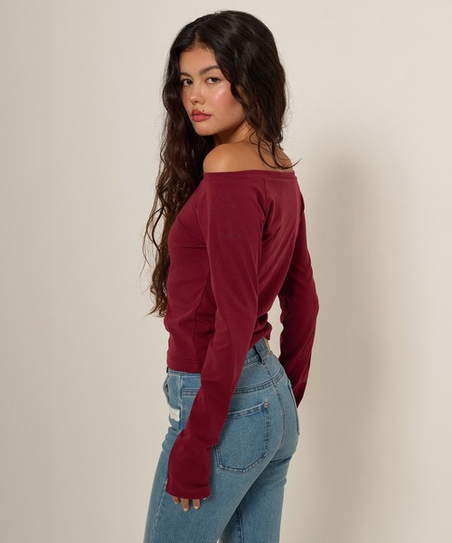 TINA:JOJUN(ティーナジョジュン)の「刺繍入り ボートネックカットソー TINA:JOJUN(Tシャツ/カットソー・レディース・ホワイト/カーキ/ボルドー/ピンクベージュ/ブラック・M)」の15枚目の写真