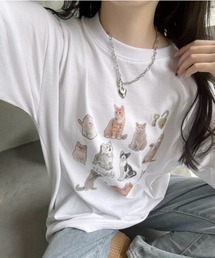 キャット コラージュ プリント Tシャツ
