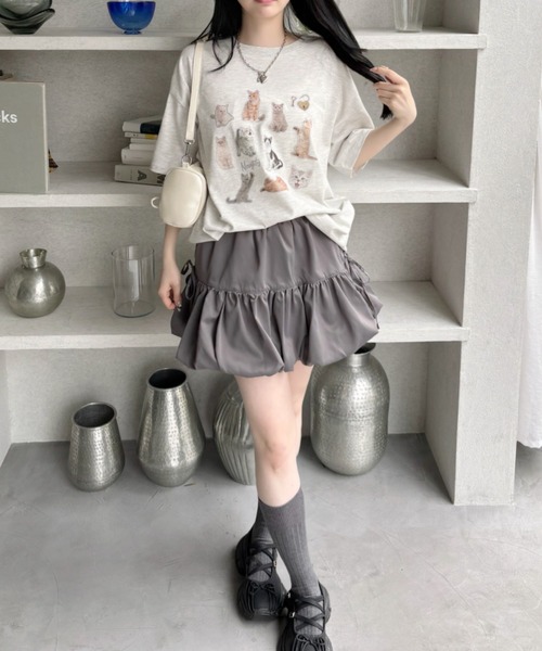 Ada.（エイダ）の「キャット コラージュ プリント Tシャツ（Tシャツ/カットソー・レディース・チャコール/オートミール/オフホワイト・FREE）」の10枚目の写真