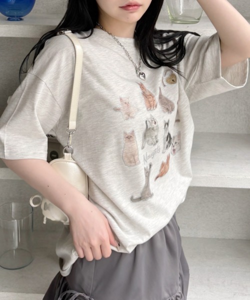 Ada.（エイダ）の「キャット コラージュ プリント Tシャツ（Tシャツ/カットソー・レディース・チャコール/オートミール/オフホワイト・FREE）」の20枚目の写真