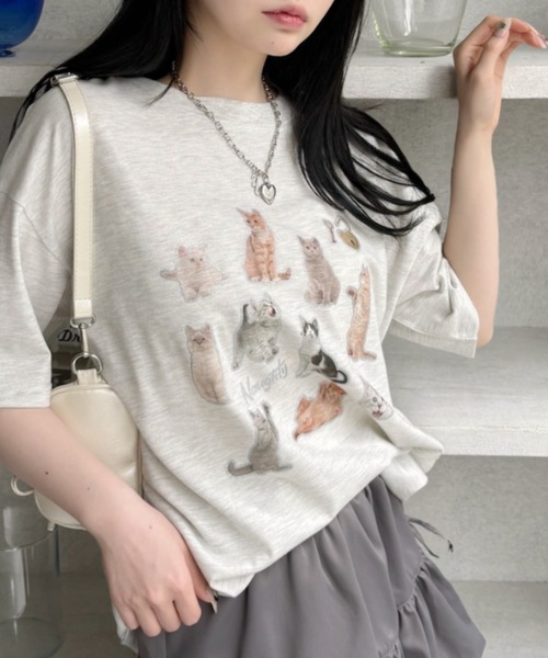 Ada.（エイダ）の「キャット コラージュ プリント Tシャツ（Tシャツ/カットソー・レディース・チャコール/オートミール/オフホワイト・FREE）」の21枚目の写真