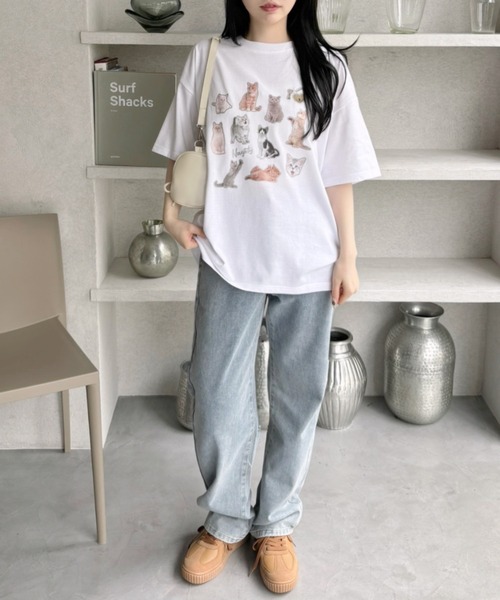 Ada.（エイダ）の「キャット コラージュ プリント Tシャツ（Tシャツ/カットソー・レディース・チャコール/オートミール/オフホワイト・FREE）」の15枚目の写真