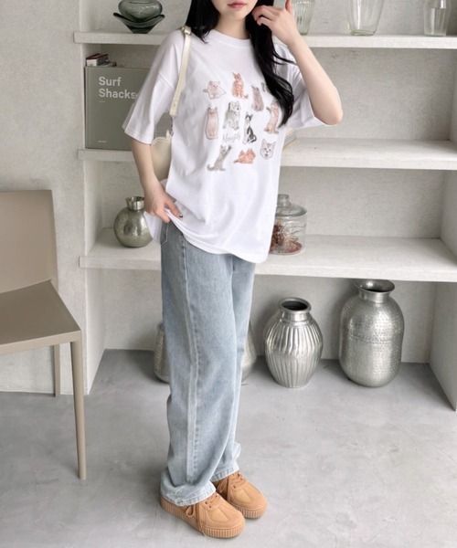Ada.（エイダ）の「キャット コラージュ プリント Tシャツ（Tシャツ/カットソー・レディース・チャコール/オートミール/オフホワイト・FREE）」の16枚目の写真
