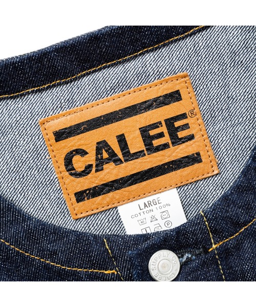 美品　CALEE ノーカラージャケット　ブラック　L キャリー ファースト タイプ ノーカラー デニム ジャケット