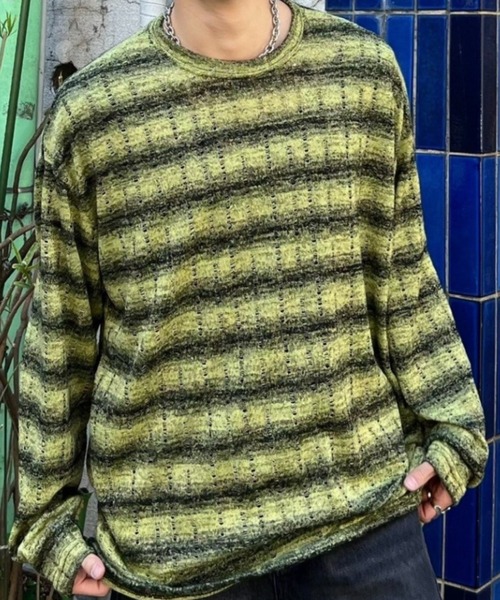 Glamour ダメージニット クラッシュ グランジ Chikashitsu 受注制【Chikashitsu +】oversized damage knit (2color) | OUR