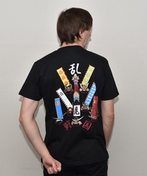 バックプリント 軍旗 JIN+ 半袖ブラックTシャツ