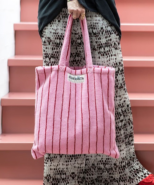 BONGUSTA（ボングスタ）の「【追加】【BONGUSTA/ボングスタ】NARAM TOTEBAG/トートバッグ/ストライプ/A4収納可能（トートバッグ・レディース・その他2/その他1/その他/その他3/ピンク/グリーン/ライラック・フリー）」の4枚目の写真