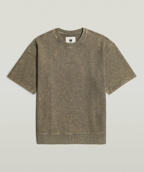 G-STAR（ジースター）の「ACID WASH LOOSE SWEATER/ヴィンテージライクウォッシュ加工ショートスリーブスウェット（Tシャツ/カットソー・メンズ・ブルー系その他/ブラウン系その他/ブラック系その他・LARGE/MEDIUM/X-LARGE/X-SMALL/SMALL）」の3枚目の写真