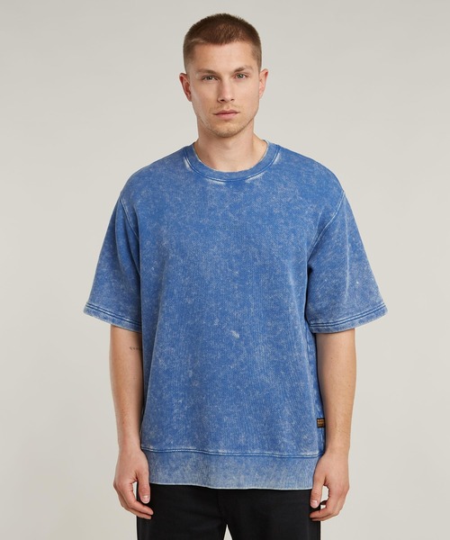 G-STAR（ジースター）の「ACID WASH LOOSE SWEATER/ヴィンテージライクウォッシュ加工ショートスリーブスウェット（Tシャツ/カットソー・メンズ・ブルー系その他/ブラウン系その他/ブラック系その他・LARGE/MEDIUM/X-LARGE/X-SMALL/SMALL）」の5枚目の写真