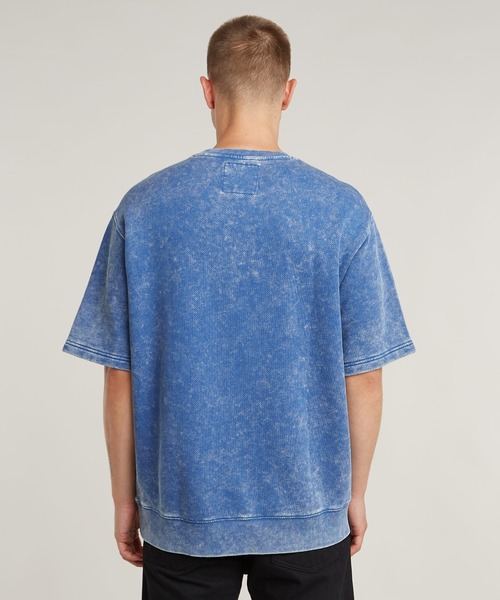 G-STAR（ジースター）の「ACID WASH LOOSE SWEATER/ヴィンテージライクウォッシュ加工ショートスリーブスウェット（Tシャツ/カットソー・メンズ・ブルー系その他/ブラウン系その他/ブラック系その他・LARGE/MEDIUM/X-LARGE/X-SMALL/SMALL）」の4枚目の写真