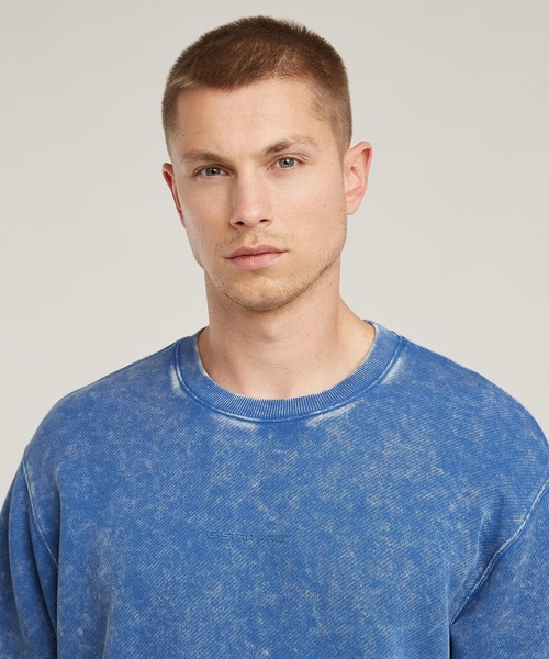 G-STAR（ジースター）の「ACID WASH LOOSE SWEATER/ヴィンテージライクウォッシュ加工ショートスリーブスウェット（Tシャツ/カットソー・メンズ・ブルー系その他/ブラウン系その他/ブラック系その他・LARGE/MEDIUM/X-LARGE/X-SMALL/SMALL）」の7枚目の写真