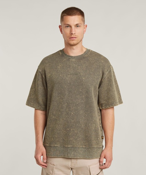 G-STAR（ジースター）の「ACID WASH LOOSE SWEATER/ヴィンテージライクウォッシュ加工ショートスリーブスウェット（Tシャツ/カットソー・メンズ・ブルー系その他/ブラウン系その他/ブラック系その他・LARGE/MEDIUM/X-LARGE/X-SMALL/SMALL）」の10枚目の写真