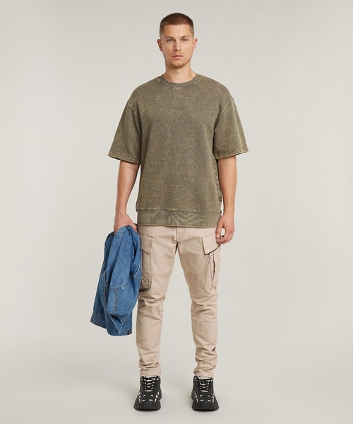 G-STAR（ジースター）の「ACID WASH LOOSE SWEATER/ヴィンテージライクウォッシュ加工ショートスリーブスウェット（Tシャツ/カットソー・メンズ・ブルー系その他/ブラウン系その他/ブラック系その他・LARGE/MEDIUM/X-LARGE/X-SMALL/SMALL）」の12枚目の写真