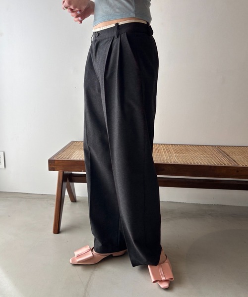 リネンブレンドタックワイドパンツ（スラックス）｜FUULLY