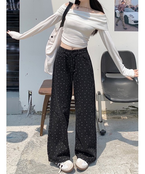 Mela(メラ)の「DAISYドットデニム(デニムパンツ・レディース・ホワイト/ブラック・XS/S/M/L)」の11枚目の写真