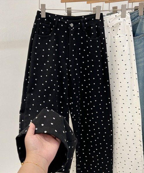 Mela(メラ)の「DAISYドットデニム(デニムパンツ・レディース・ホワイト/ブラック・XS/S/M/L)」の4枚目の写真