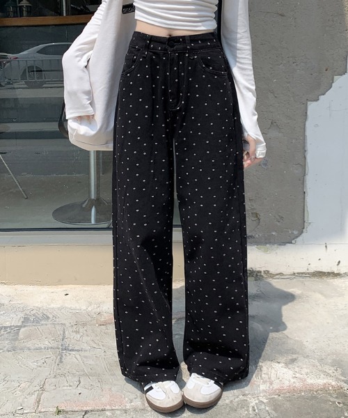 Mela(メラ)の「DAISYドットデニム(デニムパンツ・レディース・ホワイト/ブラック・XS/S/M/L)」の15枚目の写真