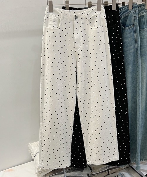 Mela(メラ)の「DAISYドットデニム(デニムパンツ・レディース・ホワイト/ブラック・XS/S/M/L)」の6枚目の写真