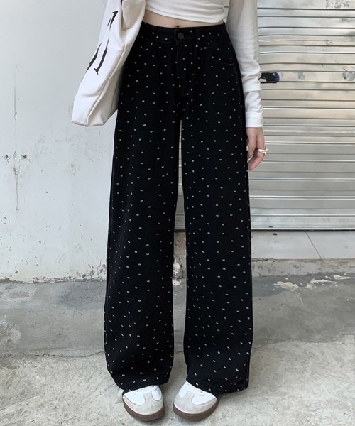 Mela(メラ)の「DAISYドットデニム(デニムパンツ・レディース・ホワイト/ブラック・XS/S/M/L)」の7枚目の写真