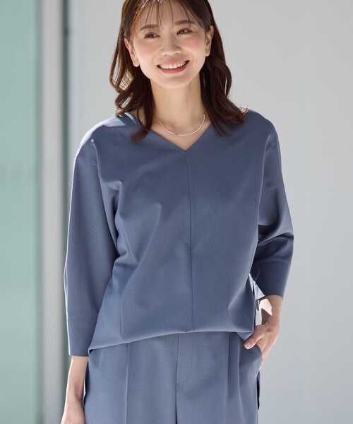 Reflect / リフレクト 【夏SALE／接触冷感／マシンウォッシュ可／セットアップ可能】ドルマンスリーブVネックブラウス セール】【夏SALE／接触冷感／マシンウォッシュ可／セットアップ