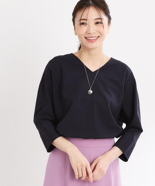 【夏SALE／接触冷感／マシンウォッシュ可／セットアップ可能】ドルマンスリーブVネックブラウス 夏SALE／接触冷感／マシンウォッシュ可／セットアップ可能