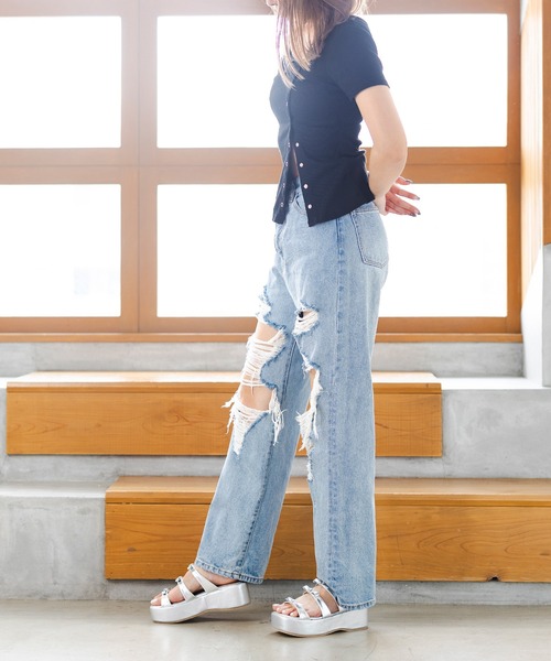 attagirl(アタガール)の「リボンストラップミュールサンダル(サンダル・レディース・ピンクベージュ/ブラック/シルバー・S/M/L/LL)」の12枚目の写真