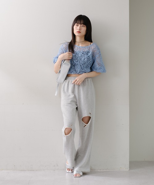 Kastane（カスタネ）の「【低身長サイズ/2サイズ展開/WEB限定】ダメージスウェットパンツ（スウェットパンツ・レディース・グレー/ブラック・1/0）」の22枚目の写真