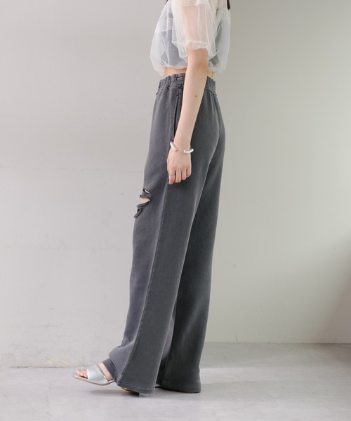 Kastane（カスタネ）の「【低身長サイズ/2サイズ展開/WEB限定】ダメージスウェットパンツ（スウェットパンツ・レディース・グレー/ブラック・1/0）」の10枚目の写真
