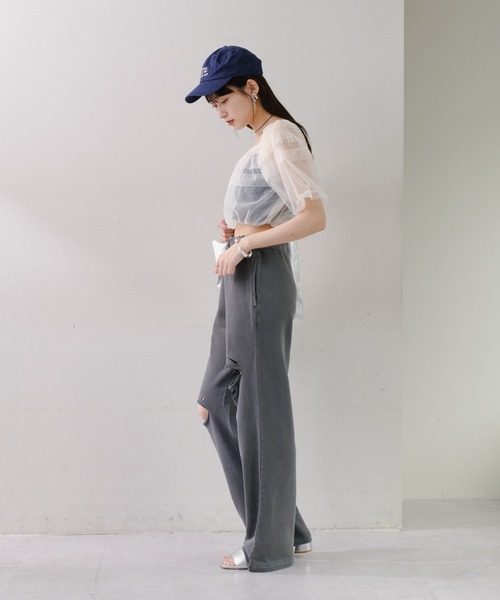 Kastane（カスタネ）の「【低身長サイズ/2サイズ展開/WEB限定】ダメージスウェットパンツ（スウェットパンツ・レディース・グレー/ブラック・1/0）」の7枚目の写真