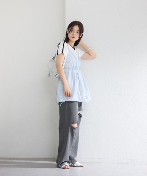 Kastane（カスタネ）の「【低身長サイズ/2サイズ展開/WEB限定】ダメージスウェットパンツ（スウェットパンツ・レディース・グレー/ブラック・1/0）」の4枚目の写真