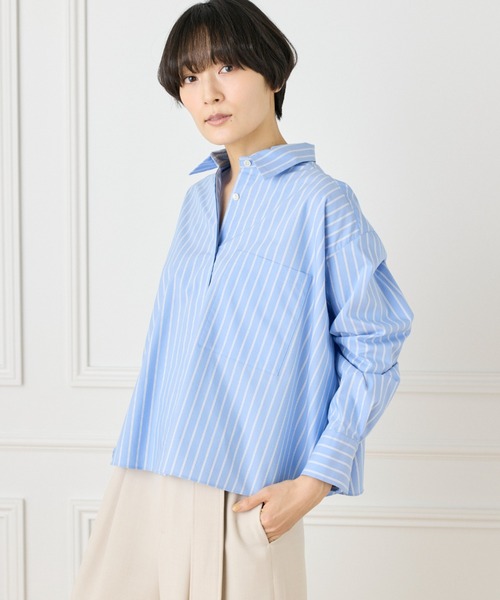 INED（イネド）の「バックフレアシャツ（シャツ/ブラウス・レディース・ストライプ/オフホワイト・9号/7号）」の15枚目の写真