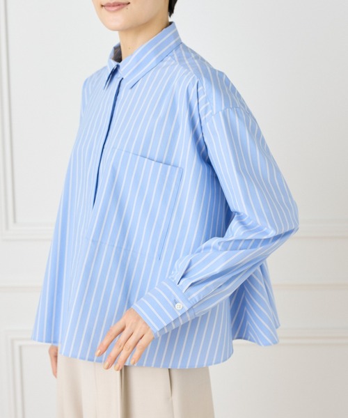 INED（イネド）の「バックフレアシャツ（シャツ/ブラウス・レディース・ストライプ/オフホワイト・9号/7号）」の18枚目の写真