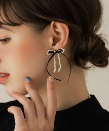 【LA MUE】サテンリボン×パールピアス