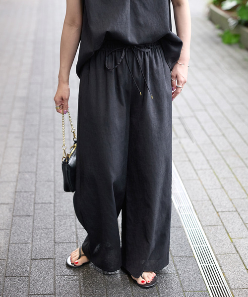 B.C STOCK（ベーセーストック）の「《2点セット》ウォッシャブル / リネンライクセットアップ（つなぎ/オールインワン・レディース・ウッド/ベージュ/ブラック・FREE）」の22枚目の写真