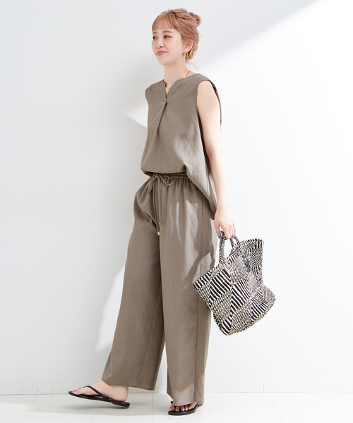 2点セット》ウォッシャブル / リネンライクセットアップ（つなぎ