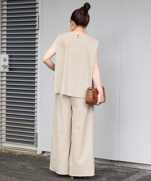 2点セット》ウォッシャブル / リネンライクセットアップ（つなぎ